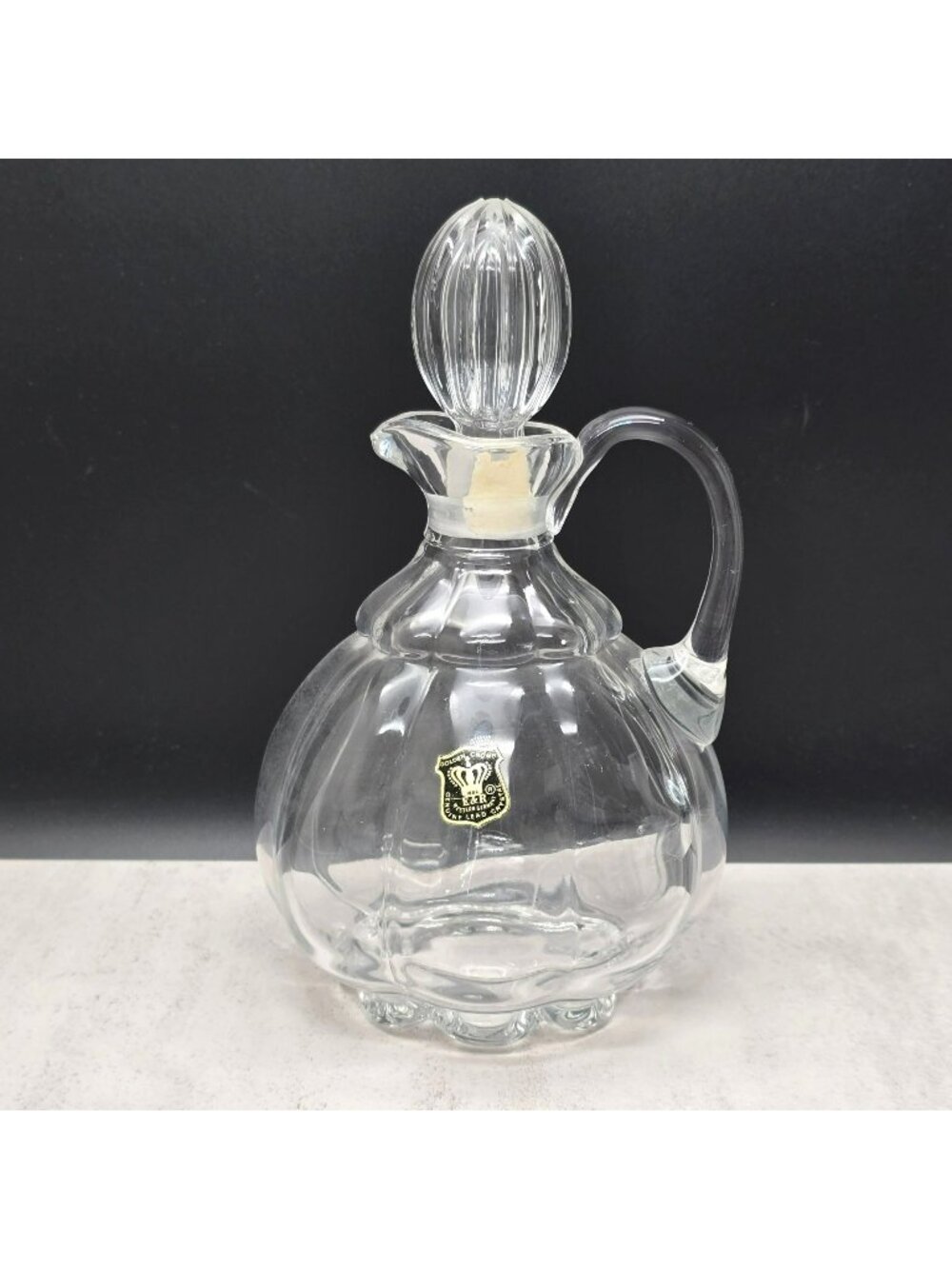 Golden Crown E&R Genuine Lead Crystal Decanter + Stopper Western Germany VL5179